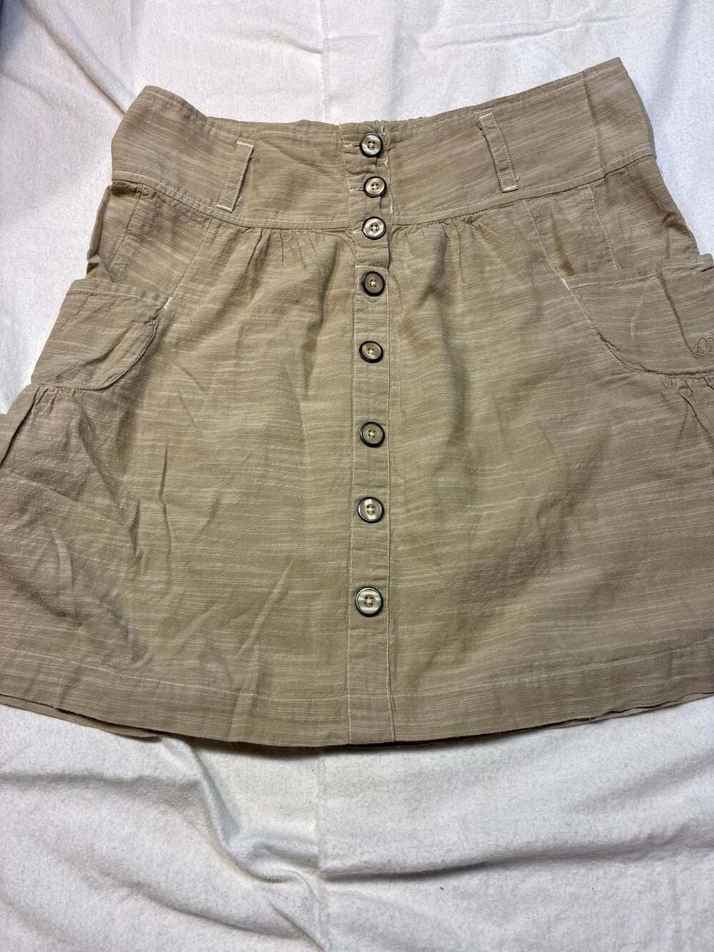 Mountain Khakis Cora Button Front Slub Skirt Tan